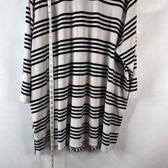 Susan Graver Weekens Womens Tunic Top Size 5X Black White Striped Button Up - Picture 5 of 9